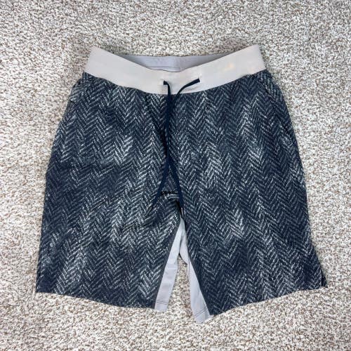 Lululemon Shorts Mens Small Gray THE Lined Running Training 10" Workout Gym Logo