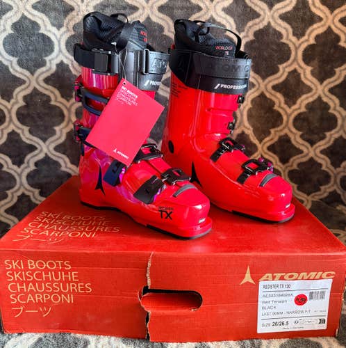 Brand New! 2026 Atomic Redster TX 130 Ski Boots Size 26.5 Flex-130