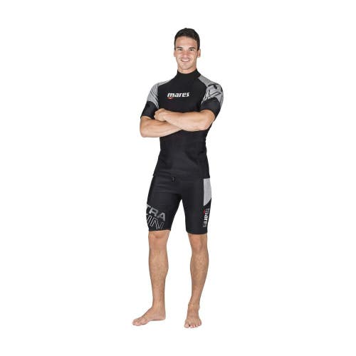 Mares Ultra Skin Short Sleeve Dive Top Mens, Black and Grey