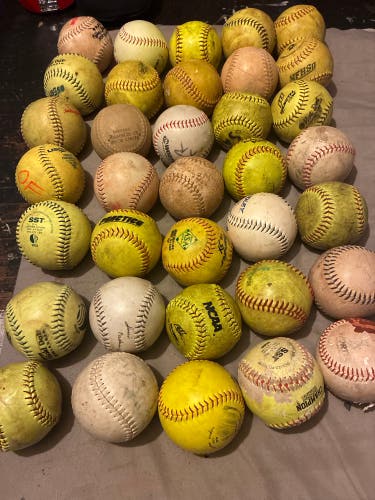 Used # 12 Softball Balls 35 Pack