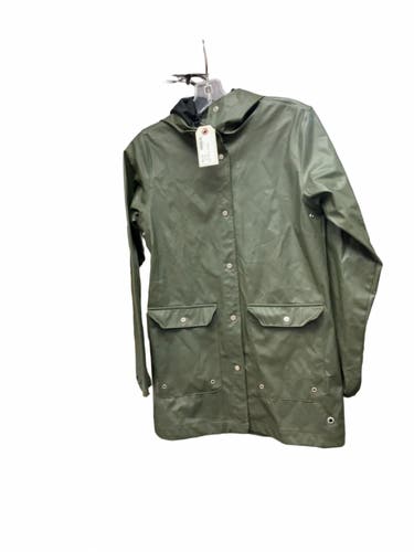 Herschel Rain Jacket Size XS Green Hooded Waterproof Coat