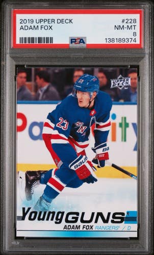 Adam Fox New York Rangers 2019-20 UD Young Guns Rookie Card #228 PSA 8 NM-MT