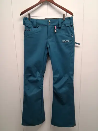 Volcom Species Stretch Pant Womens S Teal Slim Fit Snowboard Ski Pants 31x30.5