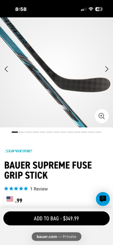 Intermediate Bauer fuse Left Hand Hockey Stick P28 55 Flex (New)