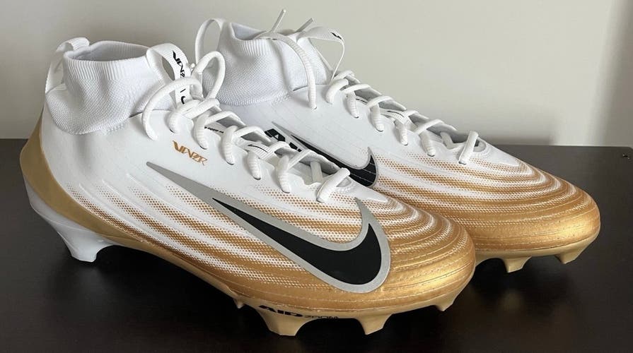 Nike Zoom Air Vapor Pro 1 Football Cleats White Metallic Gold FB3298-103 Men 11
