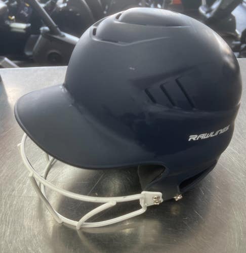 Used Rawlings HLEMET Batting Helmet w/Mask Navy Blue One Size 11497-S000162282