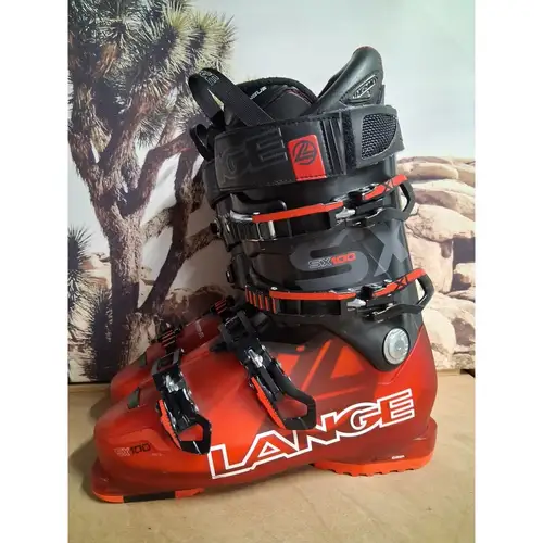 Lange SX 100 Mens Ski Boots Red Black Size 26.5 312mm 102mm Last Flex 100
