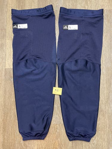 Pro Stock Adidas NHL Hockey Practice Socks Navy Large Made in Canada w/ Cut Resistant Layer #2