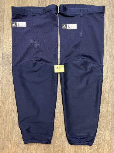 Pro Stock Adidas NHL Hockey Practice Socks Navy Large Made in Canada w/ Cut Resistant Layer #2