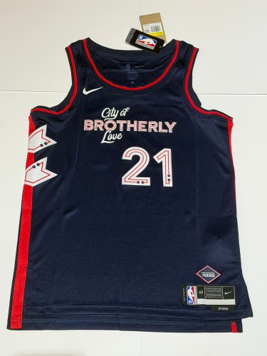 Nike Joel Embiid Philadelphia 76ers City Edition Jersey Size Small #21 Navy NWT