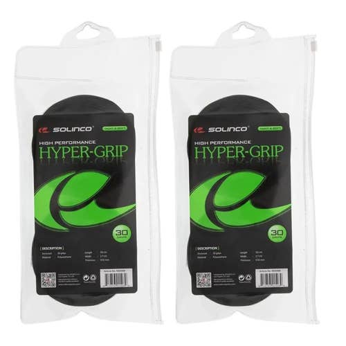 Solinco Hyper Grip Tennis Overgrip Black 30-Pack (2-Pack, 60 Grips Total) –...