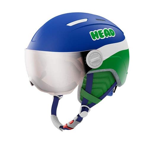 HEAD MOJO Visor Kids Ski Helmet, Blue/Green