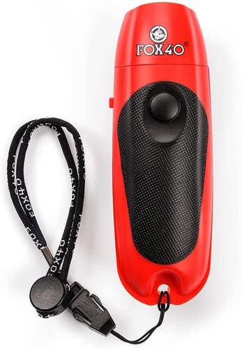 Fox 40 | Electronic Whistle | Coach Safety | FREE Lanyard & 9 Volt Battery Red