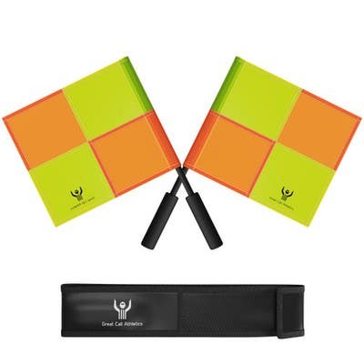 Great Call | Soccer Referee Flag Pro Set Assistant Linesman Yellow Orange Flags