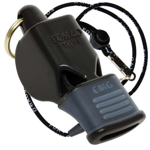 Fox 40 | Black Mini CMG Whistle Rescue Safety Alert Referee | Free Lanyard!