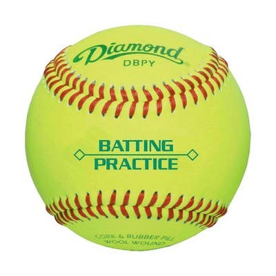 Diamond DBPY Optic Yellow Batting Practice Baseballs, 1 Dozen