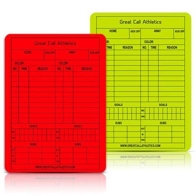GCA Soccer Reusable Game Cards, Yellow and Red Set