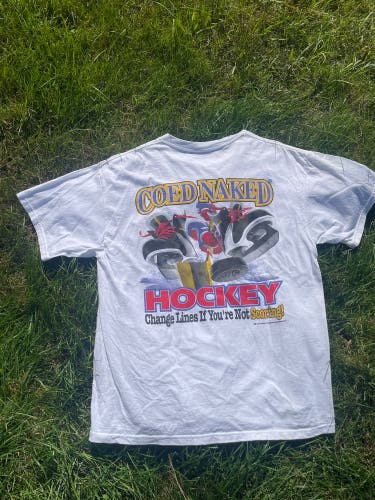 White vintage coed naked hockey XL Men's Shirt (Used)