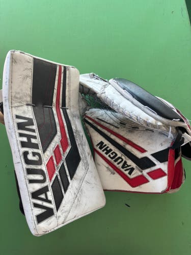 Red Senior Vaughn Velocity VE8 Pro XP Goalie Glove & Blocker Regular