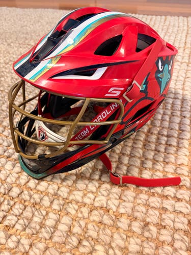 Cascade XRS Lacrosse Helmet - Custom Team Carolina Red/Gold - OSFM