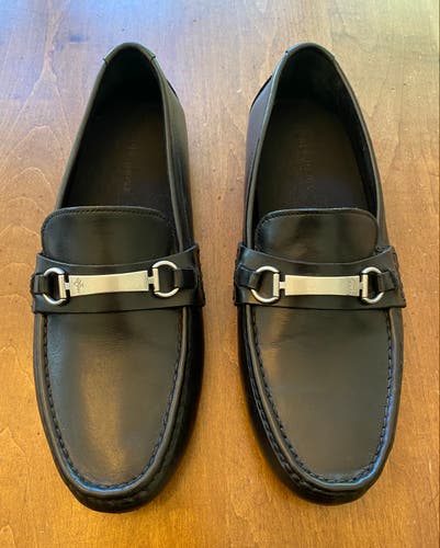 Cole Haan Somerset Bit II Loafers Men's 9.5 Black Leather C26711 Silver Bit