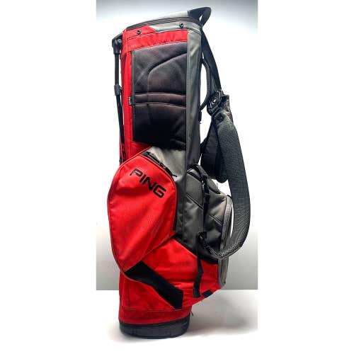 Ping Hoofer 14 Stand Bag Grey/Red 14-Way Divide Dual Strap Golf Bag