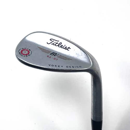Titleist Vokey Spin Milled Chrome 2009 Lob Wedge LW 62* 7 Bounce Vokey Wedge RH