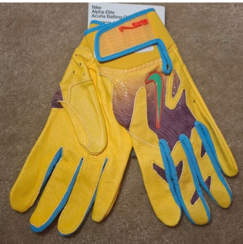 NIKE ALPHA ELITE 2.0 ACUNA BASEBALL BATTING GLOVES, ADULT LARGE, NEW