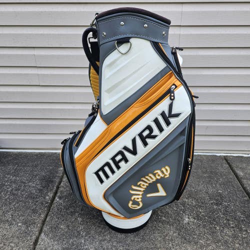 Callaway Mavrik Tour Staff Golf Cart Carry Bag White/Gray/Orange Embroidered