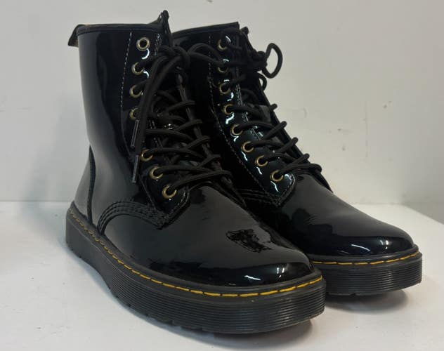 Dr Martens Zavala Black Patent Leather 8-Hole Unisex Air Wair Boots US 8/9 EU 41