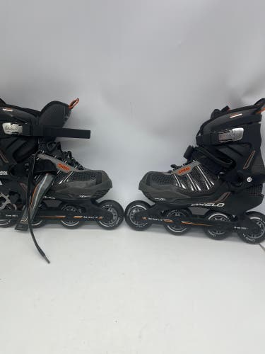 Used Oxelo Adult Rec Fitness Skates / Rollerblades ABEC 5 Black Size US 7.5