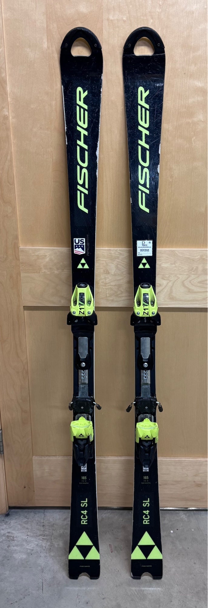 Men's 2023 Fischer 165 cm RC4 World Cup SL Skis With Bindings Max