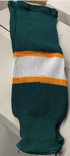 18 Pairs Green, Gold, White colour Athletic Knit Hockey Socks Adult Large 32" Length