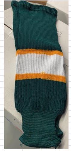 18 Pairs Green, Gold, White colour Athletic Knit Hockey Socks Medium 26" Length