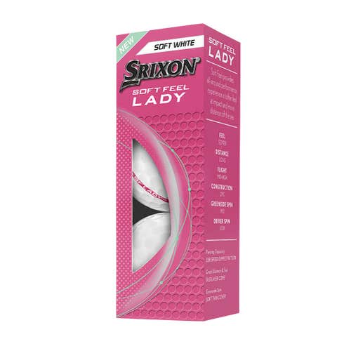 Srixon Soft Feel Lady Golf Balls (Soft White, 3pk) 1 Sleeve 2025 NEW