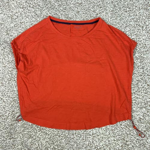 Athleta Shirt Womens Small Orange Short Sleeve Dolman Adjustable Hem Cotton Top