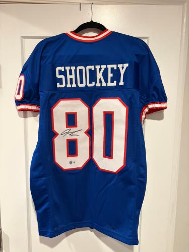 Jeremy Shockey signed Custom throwback NY Giants jersey Beckett certified