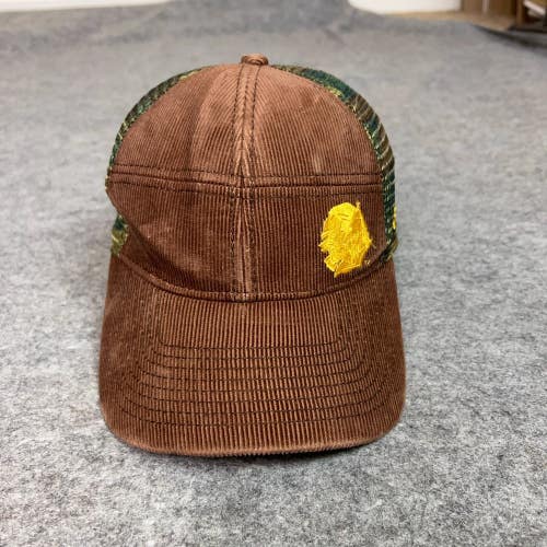 North Dakota Sioux Mens Hat Medium Fitted Brown Corduroy Trucker Cap Hockey NCAA