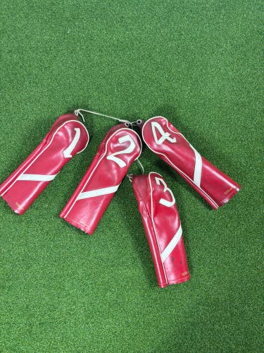 Vintage Wilson Golf Headcovers Set of 4 Red White Wood Covers 1 2 3 4