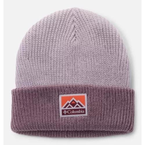 Columbia Whirlibird Beanie Hat Youth OS Purple Knit Cuffed Logo Patch MOT248