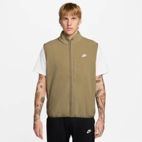 Nike Sportswear Club Winterized Vest Mens XL Beige White Fleece Loose Fit MOT211