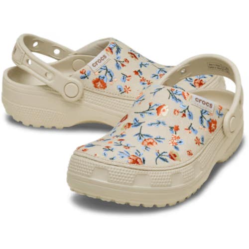 Crocs Classic 212878-2MC Men's Frappe Beige Crafted Floral Comfort Shoes MOT180