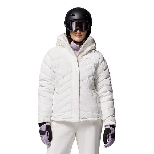 Columbia Lay D Down V Puffer Jacket Women Medium Sea Salt Hooded Full Zip DAC174