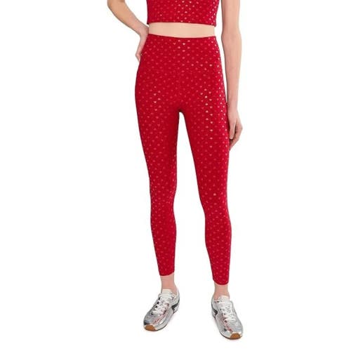 Beyond Yoga Softshine Caught In The Midi Leggings Women's S Red Hearts DAC180