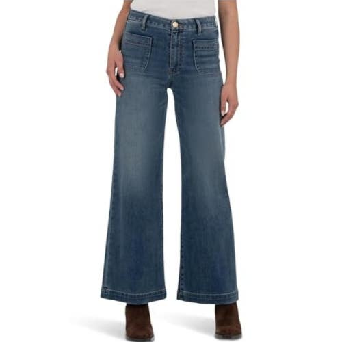 KUT from the Kloth Meg Jeans Women's 14P Blue Denim High Rise Wide Leg DAC187