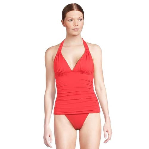 Tommy Bahama Novelty Pearl Tankini Top Women's Small Citrus Coral V Neck DAC113