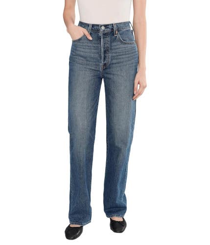 Levi's Premium Ribcage Straight Jeans Women's 31X32 Blue Denim High Rise DAC223