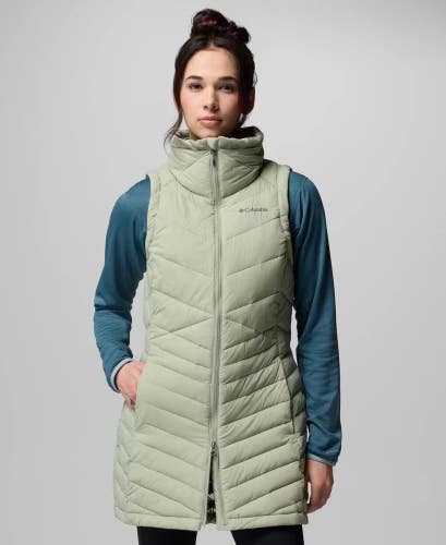 Columbia Joy Peak II Long Vest Women's L Safari Sleek Insulation Full Zip DAC198