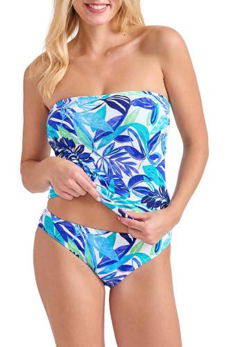 Tommy Bahama Island Cays Marina Bandini Top Women M Blue Floral Strapless DAC182