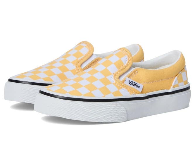 Vans VN000D0JP1T1 Kids 13 Banana Cream Check Slip-On Skateboard Shoes ZAP2763